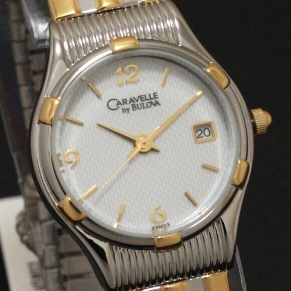 Caravelle Ladies Classic Design Watch By Bulova Two Tone Expansion Bracelet 23mm - Picture 8 of 13